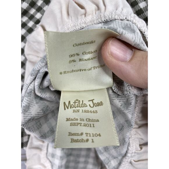 Serendipity By Matilda Jan Tank Top Girls 6 Green Plaid Ruffle Pink Bow NWT - Picture 5 of 6